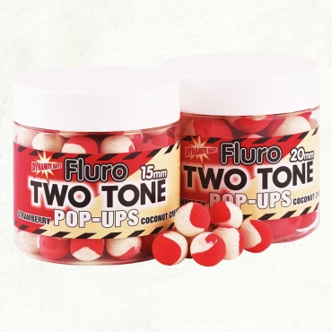 Dynamite Baits Fluro Two Tone 15mm Pop-Ups Strawberry & Coconut Cream